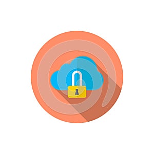 Cloud security vector icon, flat design, long shadow