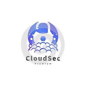 Cloud security vector logo design illustration