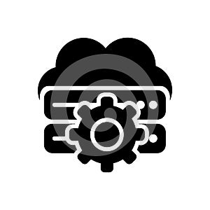 Black solid icon for Cloud server, setting and database