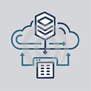 Cloud Server Data Synchronization Concept Icon