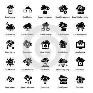Cloud Server Glyph Icons Pack