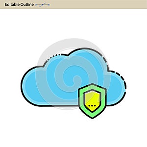 Cloud server icon, Cloud sync, Secure, Cloud services icons, Digital, Editable outline, Wireless technology, Cloud computing, Inte