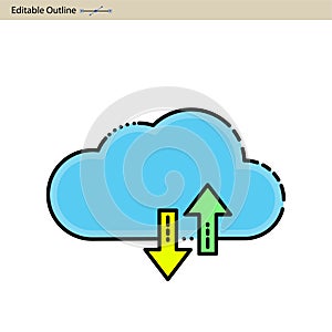 Cloud server icon, Cloud sync, Secure, Cloud services icons, Digital, Editable outline, Wireless technology, Cloud computing, Inte
