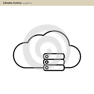 Cloud server icon, Cloud sync, Secure, Cloud services icons, Digital, Editable outline, Wireless technology, Cloud computing, Inte