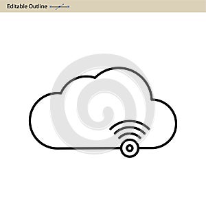Cloud server icon, Cloud sync, Secure, Cloud services icons, Digital, Editable outline, Wireless technology, Cloud computing, Inte