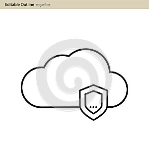 Cloud server icon, Cloud sync, Secure, Cloud services icons, Digital, Editable outline, Wireless technology, Cloud computing, Inte