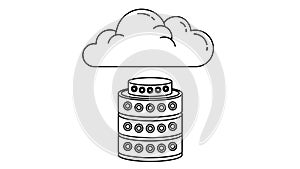 Cloud and server icon isolated on white background