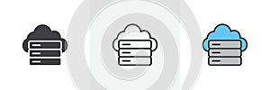 Cloud server icon vector set on white background