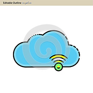 Cloud server icon, Cloud sync, Secure, Cloud services icons, Digital, Editable outline, Wireless technology, Cloud computing, Inte