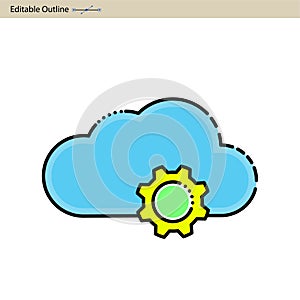 Cloud server icon, Cloud sync, Secure, Cloud services icons, Digital, Editable outline, Wireless technology, Cloud computing, Inte