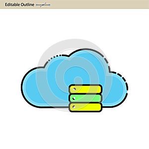 Cloud server icon, Cloud sync, Secure, Cloud services icons, Digital, Editable outline, Wireless technology, Cloud computing, Inte