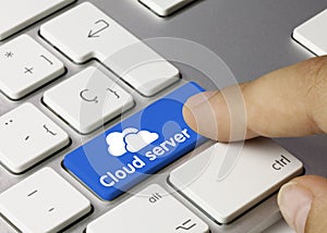 Cloud server - Inscription on Blue Keyboard Key