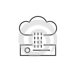 Cloud server line outline icon isolated on white