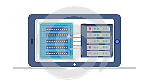 Cloud Server Management on Tablet Screen, vector design Generative AI