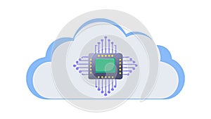 Cloud Server Network Digital Processor Chip Icon, vector design Generative AI