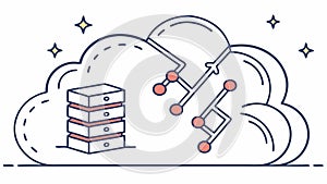 Cloud Server Rack with Network Connections, vector design Generative AI