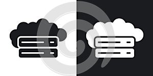 Cloud server thin line vector icon set