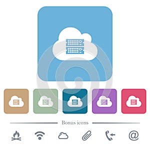 Cloud servers flat icons on color rounded square backgrounds