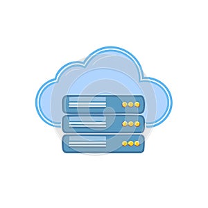 Cloud servers icon, cloud computing servers, data storage, hosting