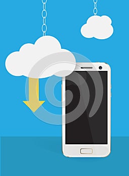 Cloud service with cell phone vector