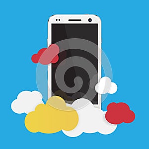 Cloud service with cell phone vector