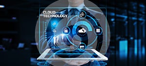 Cloud service computing data storage internet technology concept