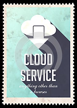 Cloud Service Concept on Blue in Flat Design.