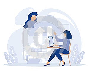 Cloud service concept, Cloud collaboration, online gaming platform, remote business,