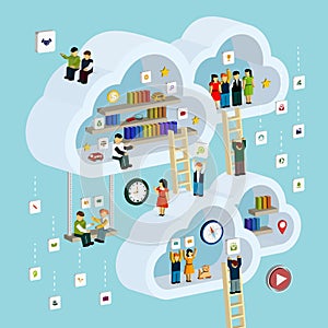 Cloud service concept 3d isometric infographic
