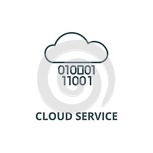 Cloud service,digits zero one,binary code line icon, vector. Cloud service,digits zero one,binary code outline sign