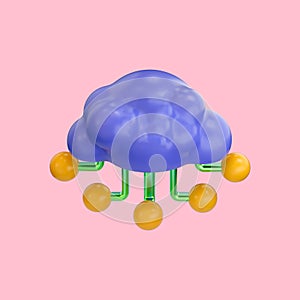 Cloud service icon 3d render render concept for data file sharing service
