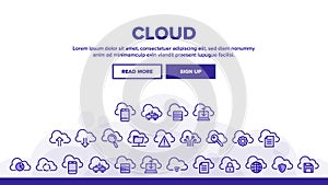 Collection Cloud Service Sign Icons Set Vector