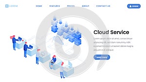 Cloud service landing page vector template