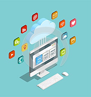 Cloud Service Model Isometric Composition