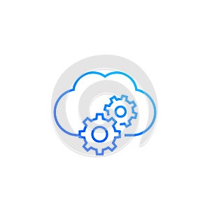 Cloud service settings line icon on white