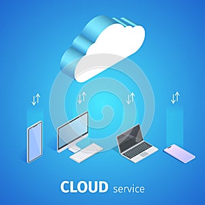 Cloud Service Square Banner. Database Service.