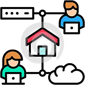 Cloud service, Telecommuting or  remote work icon
