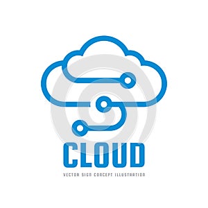 Cloud Service - vector logo template concept illustration. Data storage transfer upload download icon. Technology symbol.