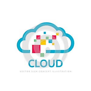 Cloud Service - vector logo template concept illustration. Data storage transfer upload download icon. Technology symbol. Design