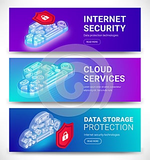 Cloud services banners set
