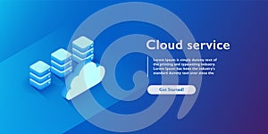 Cloud services concept, Database and datacenter icon, file backup and saving, copy of file structure isometric vector