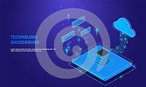 cloud services concept, file backup and saving, copy of file structure isometric vector , Database analysis processing