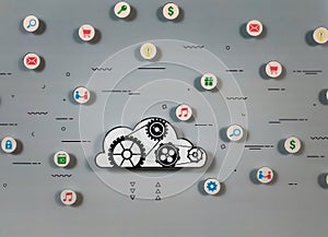 Cloud services for e-business concept.