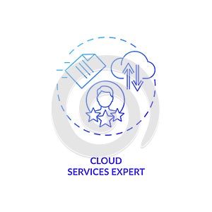 Cloud services expert blue gradient concept icon