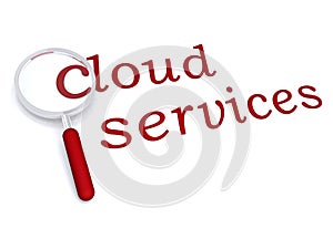 Cloud services with magnifying glass