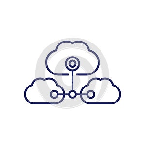 Cloud services, saas line icon
