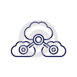 Cloud services or saas line icon