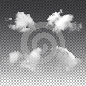 Cloud set on transparent background. Vector isolated illustration.