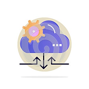 Cloud, Setting, Gear, Arrow Abstract Circle Background Flat color Icon