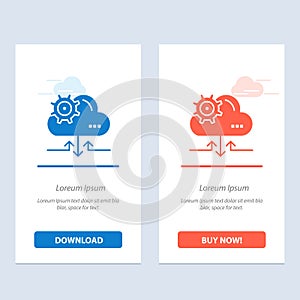 Cloud, Setting, Gear, Arrow  Blue and Red Download and Buy Now web Widget Card Template